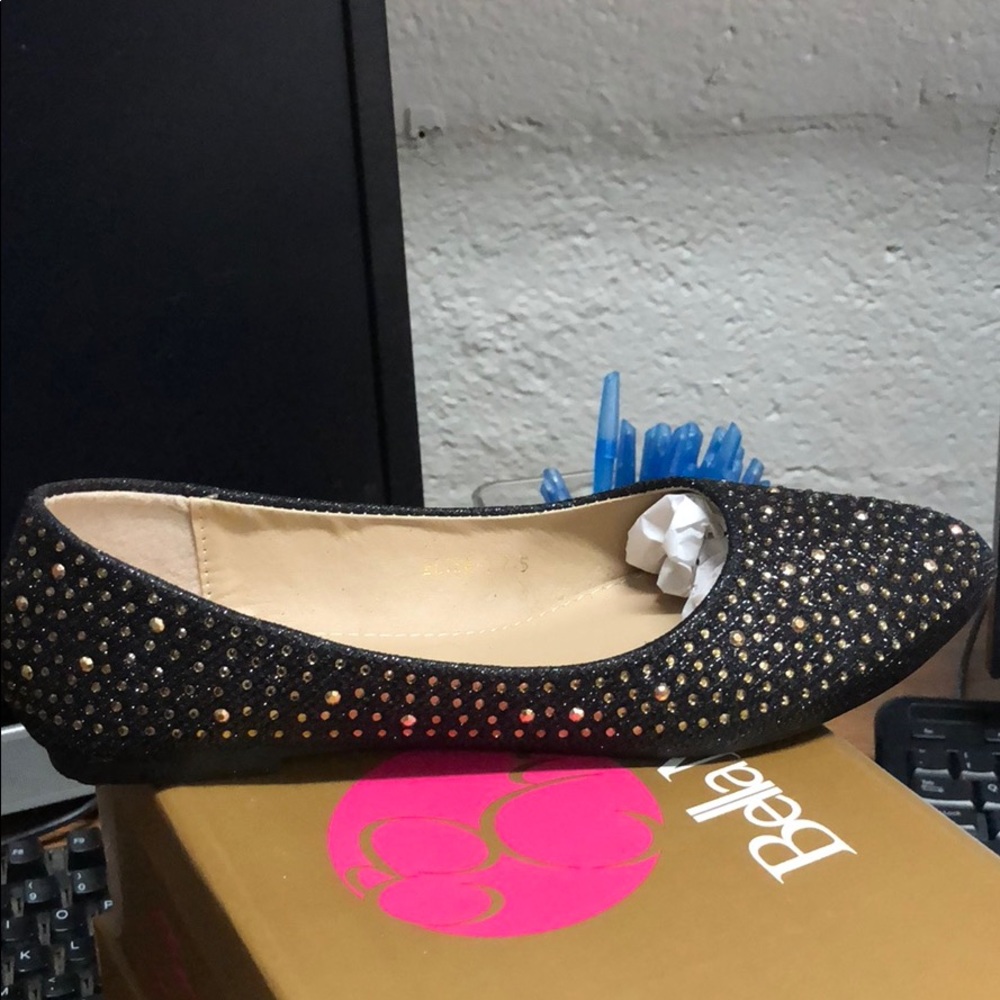 Black studded flats